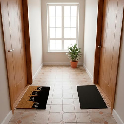 Fisura – Doormat for Outdoor Entrance with Cats Design, Welcome Mat for Front Door Made of Coconut Fiber with Non-Slip PVC Base, Hand-Painted, 30 x 18 Inches. | Doormat with non-slip PVC backing. Black interior doormat. Entrance rug with fun shape. 60 x 4