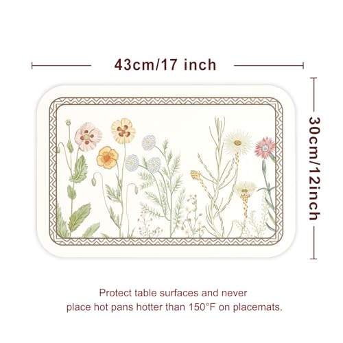 Vinyl Waterproof Placemats Set of 6 Rectangular,12"*17"-Serenity D | Wipeable Beautiful Print Place Mats,Stain Resistant,Heat Resistant,Everyday Meals,Kitchen,Dinning,Holiday,Decor - color: Serenity D