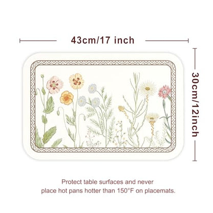 Vinyl Waterproof Placemats Set of 6 Rectangular,12"*17"-Serenity D | Wipeable Beautiful Print Place Mats,Stain Resistant,Heat Resistant,Everyday Meals,Kitchen,Dinning,Holiday,Decor - color: Serenity D
