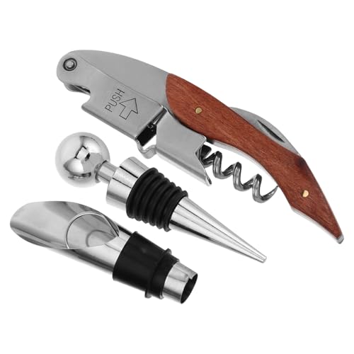 OUNONA 1set Stainless Steel Wine Opener Kit Unique Wine Accessories Set Corkscrew Pourer and Stopper for for Special Occasions
