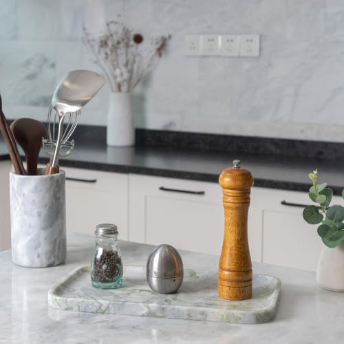 Marble Vanity Tray,14" Large Stone Bathroom Tray Countertop,Deep Green | Unique Texture - color: Deep Bianco Palomino