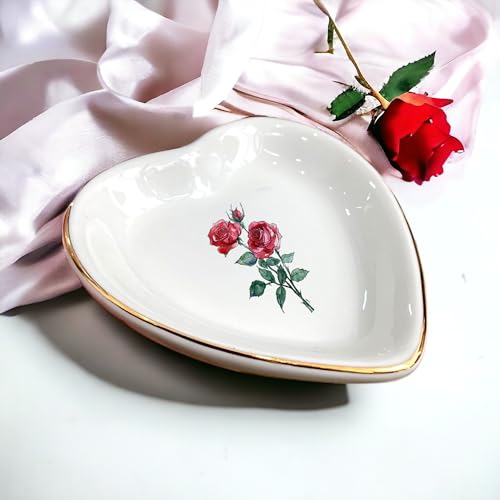 June Rose Flower Ring Dish-Red Floral Jewelry Dish for Hippie,Nature,Pace-June Flower for Mom,Mother-in-law,Aunt,Grandma,Sister,Friend-Gemini Birthday Gifts - style: 6 - June (Rose)