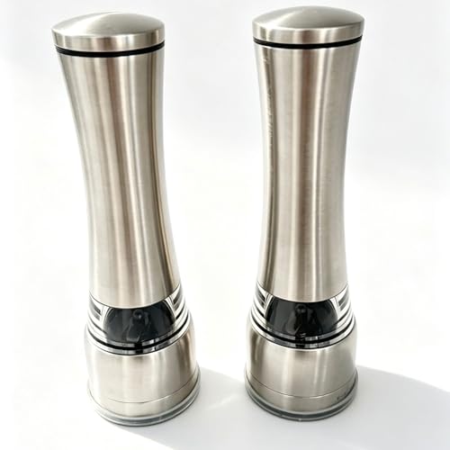 Salt and Pepper Grinder Set Stainless Steel Manual Salt Grinder Pepper Grinder Visible Adjustable Ceramic Grinding Rotor 2 Packs Set 6.5 inch Each - size: L 6.5inch