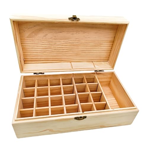Anktily Unfinished Wooden Storage Organizer Box with Lid, Unpainted Wood Case Box for Small Keepsakes, Jewellery, Tea Bag Holder Case (25 Grids C) - style: 25 Grids C