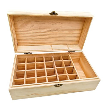 Anktily Unfinished Wooden Storage Organizer Box with Lid, Unpainted Wood Case Box for Small Keepsakes, Jewellery, Tea Bag Holder Case (25 Grids C) - style: 25 Grids C