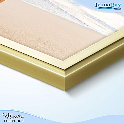 Combination Gold Picture Frames Set - 10 PC (Five 4x6, Three 5x7, Two 8x10), Classy Contemporary Style, Maestro Collection for Wall Gallery | Icona Bay Mixed Photo Frames - Glass Cover Sheet - Classy Contemporary Style - Wall Gallery, Collage - Table Top