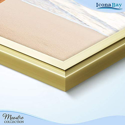 Combination Gold Picture Frames Set - 10 PC (Five 4x6, Three 5x7, Two 8x10), Classy Contemporary Style, Maestro Collection for Wall Gallery | Icona Bay Mixed Photo Frames - Glass Cover Sheet - Classy Contemporary Style - Wall Gallery, Collage - Table Top