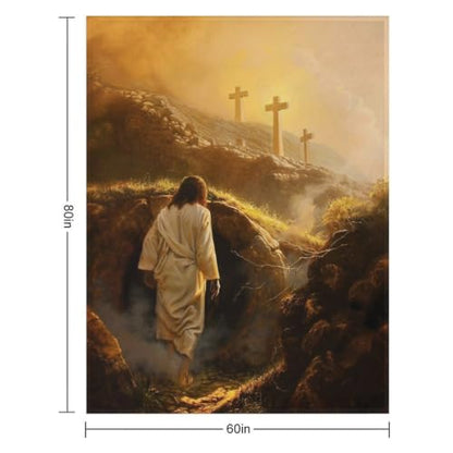 Jesus Leaving The Tomb 01 Flannel Blankets Fleece Soft Throw Lightweight Plush Gifts for Couch, Bed, Cozy Sofa Plush, Chair, Lovers 60x80in(150x200cm) - color: Style-10, size: 60x80in(150x200cm)