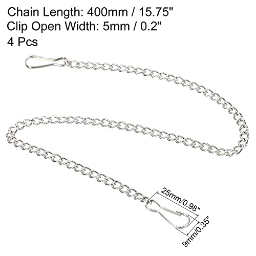 MECCANIXITY Hanging Chain with Snap Clips 15.75 Inch Garden Plant Hangers for Signboard Chalkboard Basket Lantern Wind Chime, Stainless Steel Pack of 4 - size: 15.75 Inch