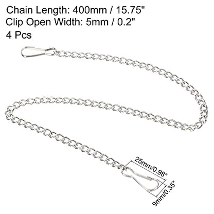 MECCANIXITY Hanging Chain with Snap Clips 15.75 Inch Garden Plant Hangers for Signboard Chalkboard Basket Lantern Wind Chime, Stainless Steel Pack of 4 - size: 15.75 Inch