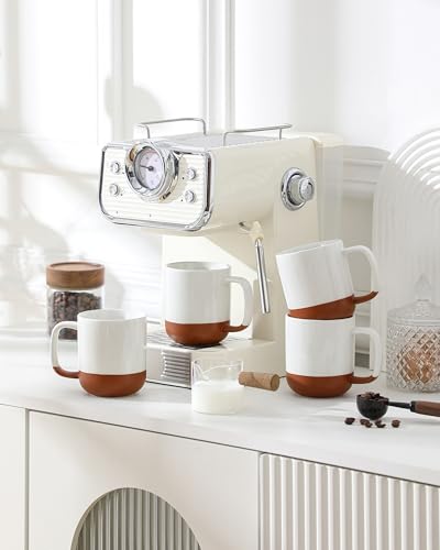 MALACASA Ceramic Coffee Mugs Set of 4, 11oz Coffee Cups, Modern Farmhouse Mugs for Coffee, Latte, Tea, Hot Chocolate, Cappuccino, Milk, Microwave & Dishwasher Safe, Khaki White, Series TARA - color: Khaki White, size: 11 Oz