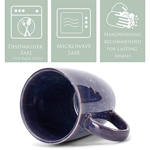Elanze Designs Reactive Glaze 17 ounce Ceramic Curved Body Mugs Set of 4, Midnight Purple - color: Midnight Purple
