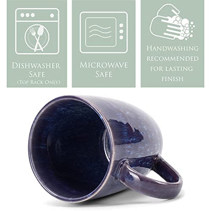 Elanze Designs Reactive Glaze 17 ounce Ceramic Curved Body Mugs Set of 4, Midnight Purple - color: Midnight Purple