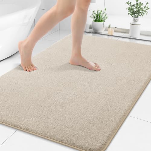 Smiry Memory Foam Bath Mat 40x30, Extra Soft Absorbent Bathroom Rugs | Beige Quick Dry, Machine Washable Bath Mats for Bathroom, Shower, Tub and Home Decor Accessories - color: Beige, size: 40'' X 32''