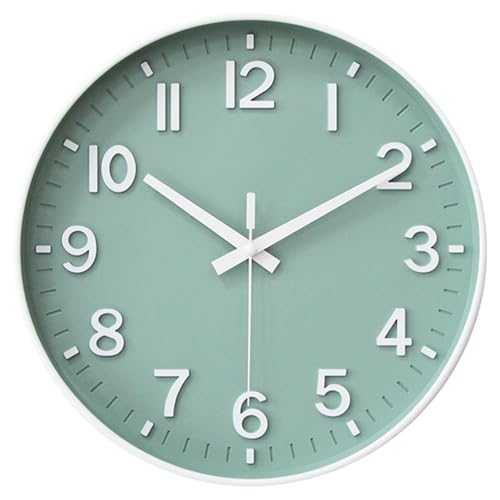 HZDHCLH Wall Clocks Battery Operated,Wall Clock Green,8 inch Wall Clock Silent Non Ticking Modern 3D Numbers for Kitchen Bedroom Living Room Office Classroom Decor - color: Green White, size: 8 inch
