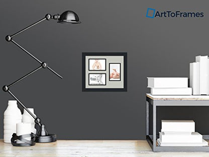 ArtToFrames Collage Photo Frame Double Mat with 3-4x6 Openings and Satin Black Frame - color: Candlewick, size: 3 - 4x6