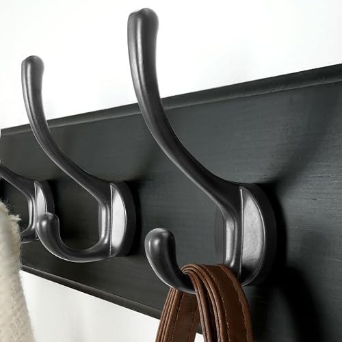 Coat Rack Wall Mount: Modern, Patented, Heavy-Duty, 17.4" Long 5-Double-Hooks Wooden Hanger Hook Rail for Winter Coats Hat Jacket Clothing, Black - color: Black, size: L=17.4" (1pcs)