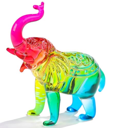 Ornalrist Colorful Crystal Elephants Figurines Glass Decor Animal Figurines | Elephant Gifts for Women, Collectible Figurines Paperweights Birthday Christmas Gifts for Mom Friends - color: Colorful