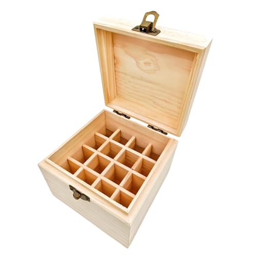 Anktily Unfinished Wooden Storage Organizer Box with Lid, Unpainted Wood Case Box for Small Keepsakes, Jewellery, Tea Bag Holder Case (16 Grids) - style: 16 Grids