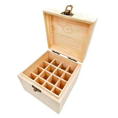 Anktily Unfinished Wooden Storage Organizer Box with Lid, Unpainted Wood Case Box for Small Keepsakes, Jewellery, Tea Bag Holder Case (16 Grids) - style: 16 Grids