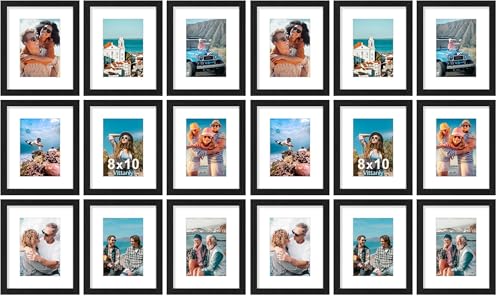 Vittanly 8x10 Picture Frames Set of 9, Shatter Resistant Plexiglass, Display 5x7 Pictures with Mat or 8x10 without Mat, Photo Frames for Wall or Tabletop, Engineered Wood, Black (Pack of 2) - color: Black, size: 8x10 (Pack of 2)