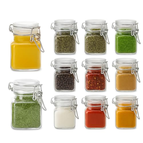 Spice Jars Set of 12, 4 oz Glass Spice Jars with Airtight Lids and Labels, Small Seasoning Jars for Spices, Herbs, Kitchen Spice Organizer - size: 4 fl oz x 12 - Square