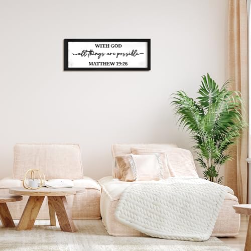 Ripeng 3D with God All Things Are Possible Sign Wooden Entryway Hallway Decor, Above Door Modern Boho Plaque Bible Verse Christian Wall Art Decor for Family Living Room Bedroom, 15.7" x 5.9" - style: with God All Things Are Possible