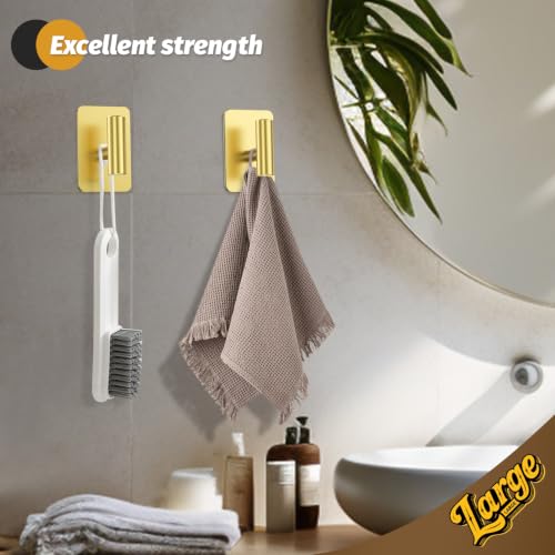 Heavy Duty Adhesive Hooks - 26lb Max, Sticky Wall Hooks Waterproof Stainless Steel for Hanging Towel, Coat, Robe, Towel Hooks Stick on Bathroom, Kitchen, Shower, Door (Gold, 4 Pack) - color: Gold-Cylinder4