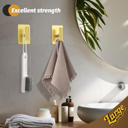 Heavy Duty Adhesive Hooks - 26lb Max, Sticky Wall Hooks Waterproof Stainless Steel for Hanging Towel, Coat, Robe, Towel Hooks Stick on Bathroom, Kitchen, Shower, Door (Gold, 4 Pack) - color: Gold-Cylinder4