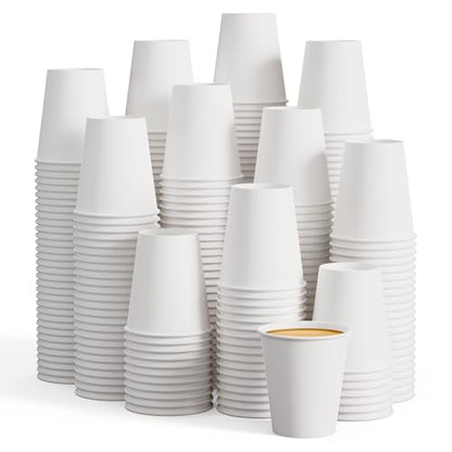 LITOPAK 400 Pack 8 oz Disposable Paper Coffee Cups, White Paper Hot Coffee Cups for Party, Picnic, Travel, and Events - color: White-8oz