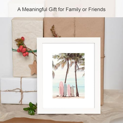 Hongkee 5x7 Picture Frame (4 Pack, White) Made of Real Glass and Wooden Frame - Display Pictures 4x6 with Mat or 5x7 Without Mat, 5 by 7 Photo Frames TableTop Display and Wall Mounting - color: White, size: 5x7 in