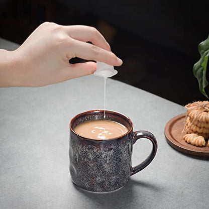 Ceramic Coffee Mugs - 12 Ounces Ceramic Mugs - Tea Cups with Handle - Funny Cappuccino Cups - Dishwasher Safe, Set of 4 - color: Caramel Brown