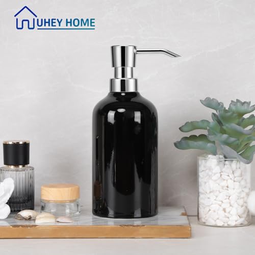 Ceramic Soap Dispenser Bathroom, 16.9oz Hand Soap Dispenser for Kitchen, Hotel - color: Black-silver, size: 1pcs