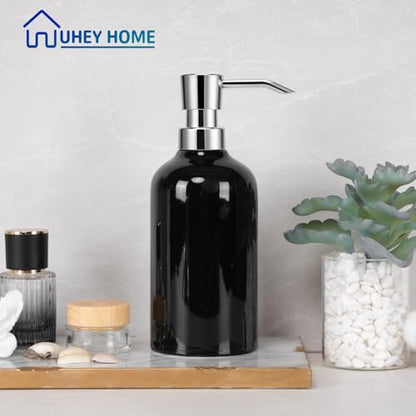 Ceramic Soap Dispenser Bathroom, 16.9oz Hand Soap Dispenser for Kitchen, Hotel - color: Black-silver, size: 1pcs
