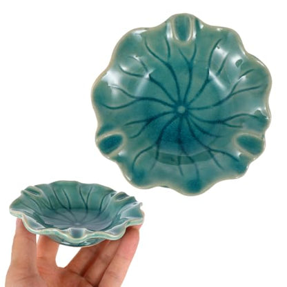 Ceramic Wax Melt Warmer Dish Replacement, Lotus Aromatherapy Oil Burner Plate, Fragrance Heating Tray for Electric Diffuser Lamp & Candle Tart Melter Blue