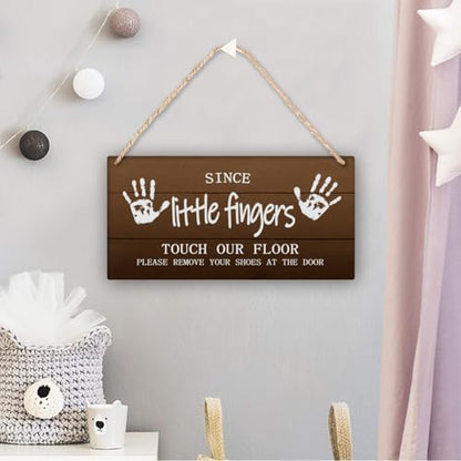 Please Remove Your Shoes Sign - 12x12in No Shoes Wall Hanging Wreath Grey for House Entryway Porch - color: Grey-Since Little Fingers