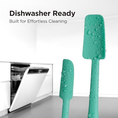 Kitchen Mama WaltzGrip Platinum Silicone Jar & Can Spatula Set, Teal | Heat-Resistant, Dishwasher Safe, Ergonomic Grip, Perfect for Mixing and Scraping, Nonstick Cookware - color: Teal