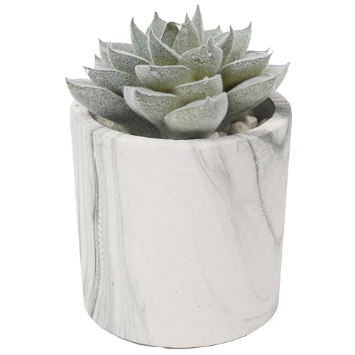 4.75" Set of Assorted Succulent Artificial Plants w/Fake Marble Pots -Green/Burgundy