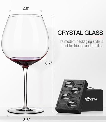 OJA Wine Glasses Set, Crystal Red Hand Blown Wine Glass, Set of 4,23.5 oz | Large, Burgundy, Ultra-thin, Light for Wine Tasting, Perfect Gifts, Valentine's Day, Anniversary, Birthday - style: Set of 4-23.5oz