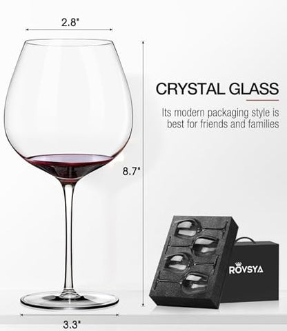 OJA Wine Glasses Set, Crystal Red Hand Blown Wine Glass, Set of 4,23.5 oz | Large, Burgundy, Ultra-thin, Light for Wine Tasting, Perfect Gifts, Valentine's Day, Anniversary, Birthday - style: Set of 4-23.5oz