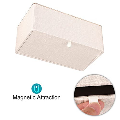 Sumnacon Rectangular Linen Tissue Box Cover - Stylish Tissue Box Holder with Magnetic Bottom, Decorative Tissue Box for Bathroom Toilet Vanity Night Stand Table Countertop Office, Beige Linen Texture | Decorative Tissue Box Cover Rectangular with Gold Gri