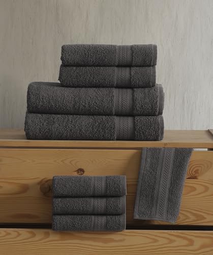 Hawmam Linen Personalized Towels - Customized Turkish Cotton Towel Set, Monogrammed Towels with Initials, Name & Embroidery, Idea for Weddings, Bridal Showers, Anniversaries, for Couples - Grey - color: Cool Grey