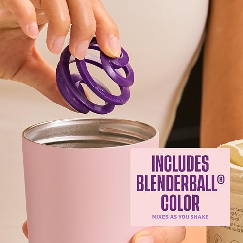 BlenderBottle Tumbler 2-in-1 Stainless Steel Shaker Cup 24 oz, Velvet Blush | Leak-Proof with Straw Removed | Blenderball Whisk Technology | Sip or Chug Spout | Protein | Greens | Hydration - color: Velvet Blush, size: 24 Ounces
