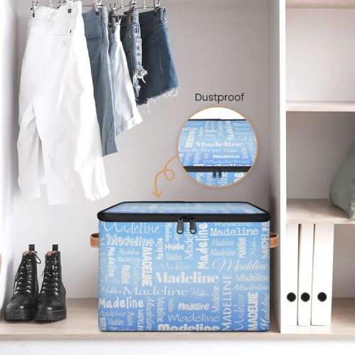 Custom Storage Basket with Name, Personalized Keepsake Box,Blue | Foldable Fabric Gradient Large Memory Bin with Handle Lid Lightweight Waterproof Dustproof, 14"L x 10.2"W x 10.4"H - color: Option 24