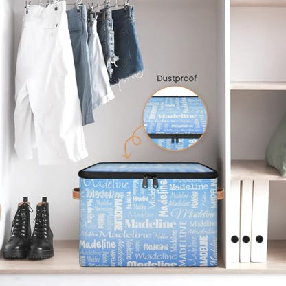Custom Storage Basket with Name, Personalized Keepsake Box,Blue | Foldable Fabric Gradient Large Memory Bin with Handle Lid Lightweight Waterproof Dustproof, 14"L x 10.2"W x 10.4"H - color: Option 24