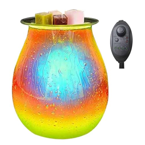 Electric Wax Warmer with Timer, Unique Handcrafted Candle Warmer Lamp, 2-in-1 Wax Melt Warmer with Dimmable Light, Flameless Wax Melter for Scented Wax, Removable Dish, Ideal Gift for Home Decor | Timer switch on/off + adjustable brightness - color: Green