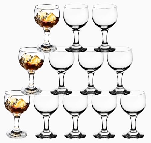 Goblet Glasses Set of 12-6 Ounce Clear Cognac Glassware - Ideal for Wine, Cocktails and Mocktails - Chic Drinking Glasses for Home, Bar and Kitchen Use