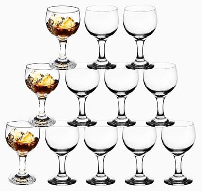 Goblet Glasses Set of 12-6 Ounce Clear Cognac Glassware - Ideal for Wine, Cocktails and Mocktails - Chic Drinking Glasses for Home, Bar and Kitchen Use