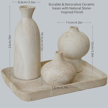 White Ceramic Vase Set of 3