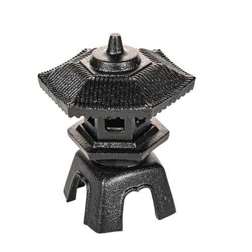Sungmor Vintage Cast Iron Tealight Candle Holder - Japanese Pagoda Lantern | Heavy Duty Rustic Candle Stand Ornament for Patio Yard Backyard Tabletop Farmhouse Home Art Decor